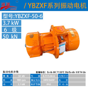 YBZXF-50-6粉尘防爆振动电机侧板安装滨河**制造